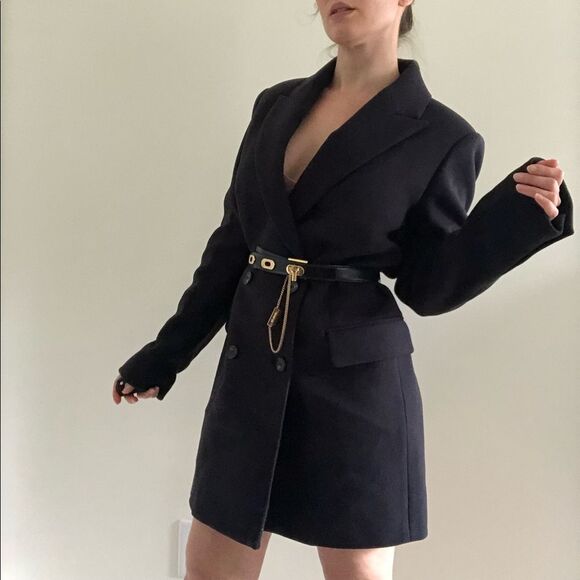 NWT REISS Dana Black Double Breasted Wool Pea Coat Size 8 - Picture 3 of 16